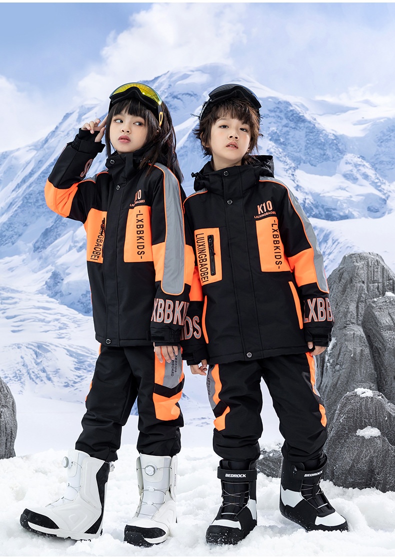 001 Neuer Kinderanzug für Jungen und Mädchen, Winter-Outdoor-Windschutz, wasserabweisend, warm, dicke Skijacke und -hose_voghion.com