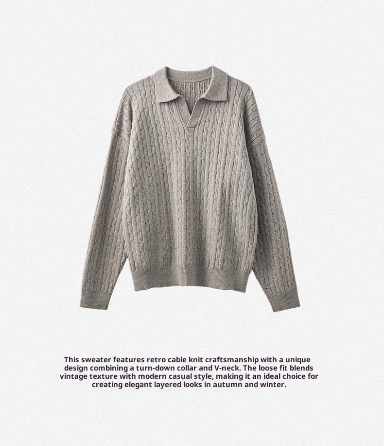 ragazzo Ragazzo Ragazzo APO Abbigliamento|Maglione da uomo transfrontaliero in stile coreano, stile antico, ampio, con collo a gabbiano, lavorato a maglia a trecce, lungo_voghion.com