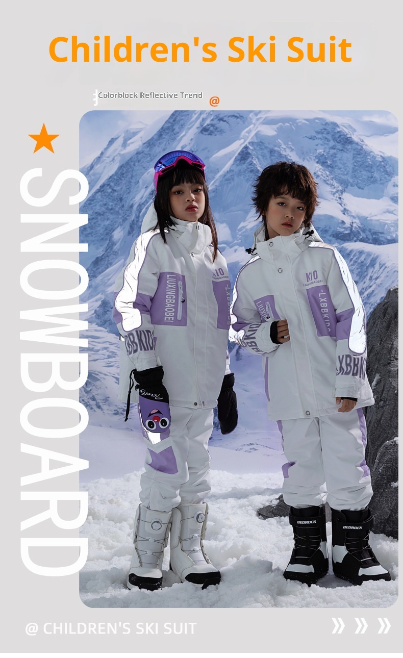 001 Neuer Kinderanzug für Jungen und Mädchen, Winter-Outdoor-Windschutz, wasserabweisend, warm, dicke Skijacke und -hose_voghion.com