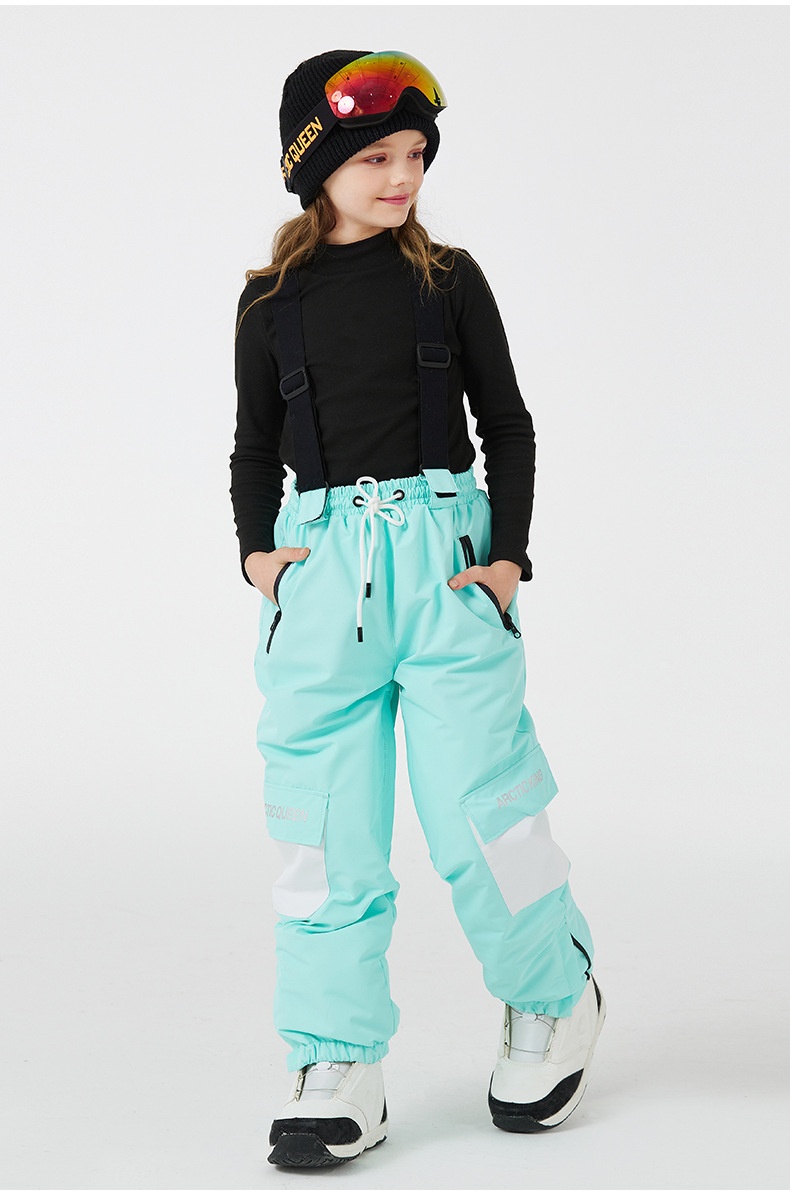 001 Yeni Çocuk Kayak Pantolonu Erkek Kız Kış Su Geçirmez Sıcak Açık Hava Snowboard Tulumları Soğuğa Dayanıklı_voghion.com