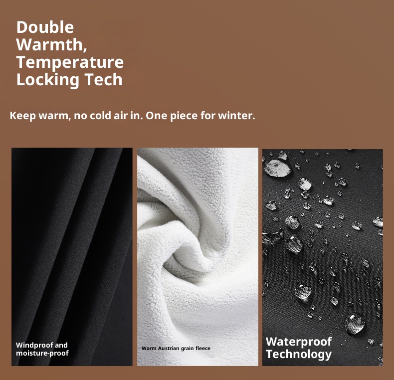 001 Spodnie trekkingowe damskie, wodoodporne, polarowe, turystyczne, plus size, chroniące przed zimnem, długie, męskie_voghion.com