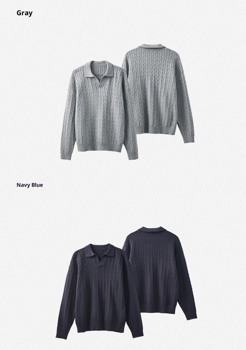 ragazzo Ragazzo Ragazzo APO Abbigliamento|Maglione da uomo transfrontaliero in stile coreano, stile antico, ampio, con collo a gabbiano, lavorato a maglia a trecce, lungo_voghion.com