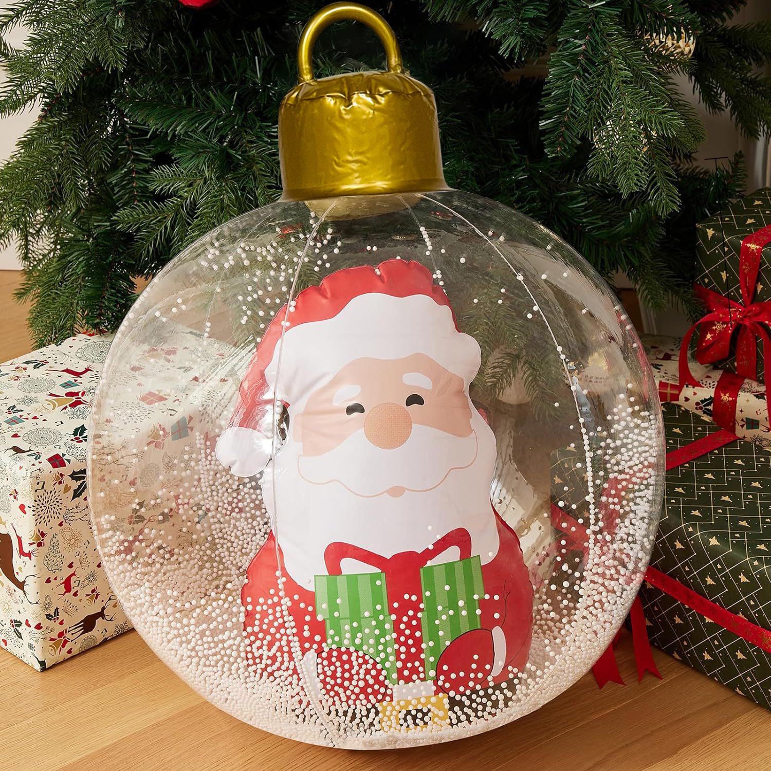 Lillian Cross-Border PVC Snowflake With Lights LED Atmosphere Inflatable Children's Christmas Snowman Decoration Ball_voghion.com