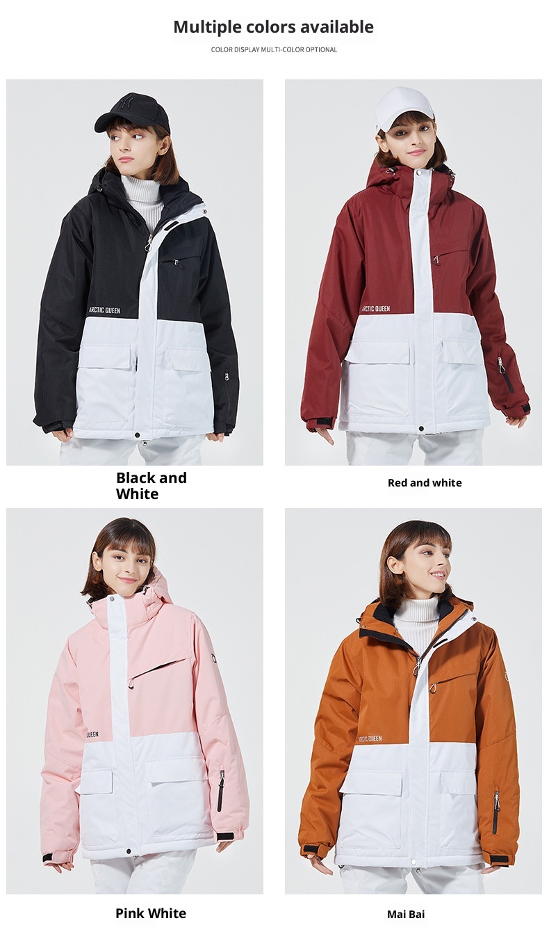 001 Suit Set For Men And Women Couples Winter Windproof Water-Resistant Warm Snowboard Snow Ski Pants Korean Version_voghion.com