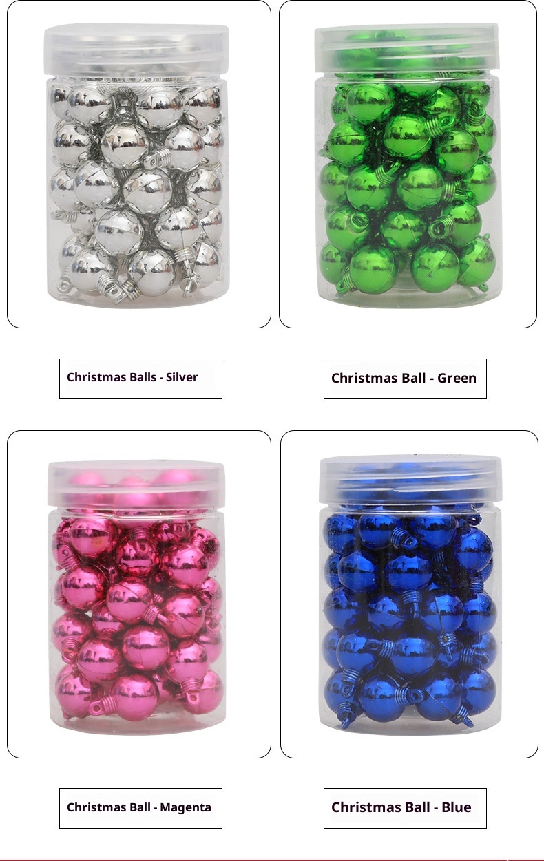 Lillian galvanisierte dekorative 1,5 cm Mini-Hängekugeln, Weihnachtsbaumschmuck, 48 Stück_voghion.com