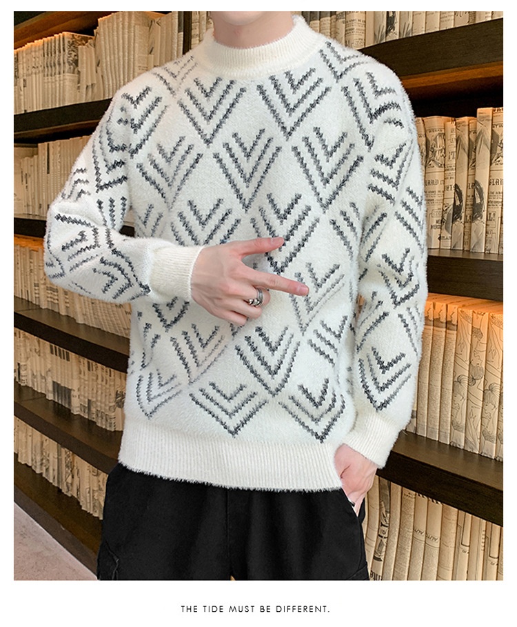 Jungen-Pullover aus Nerzfell für Teenager, dicker Winterpullover mit halbem Rollkragen, warmes Basishemd für Mittel- und Oberstufe_voghion.com