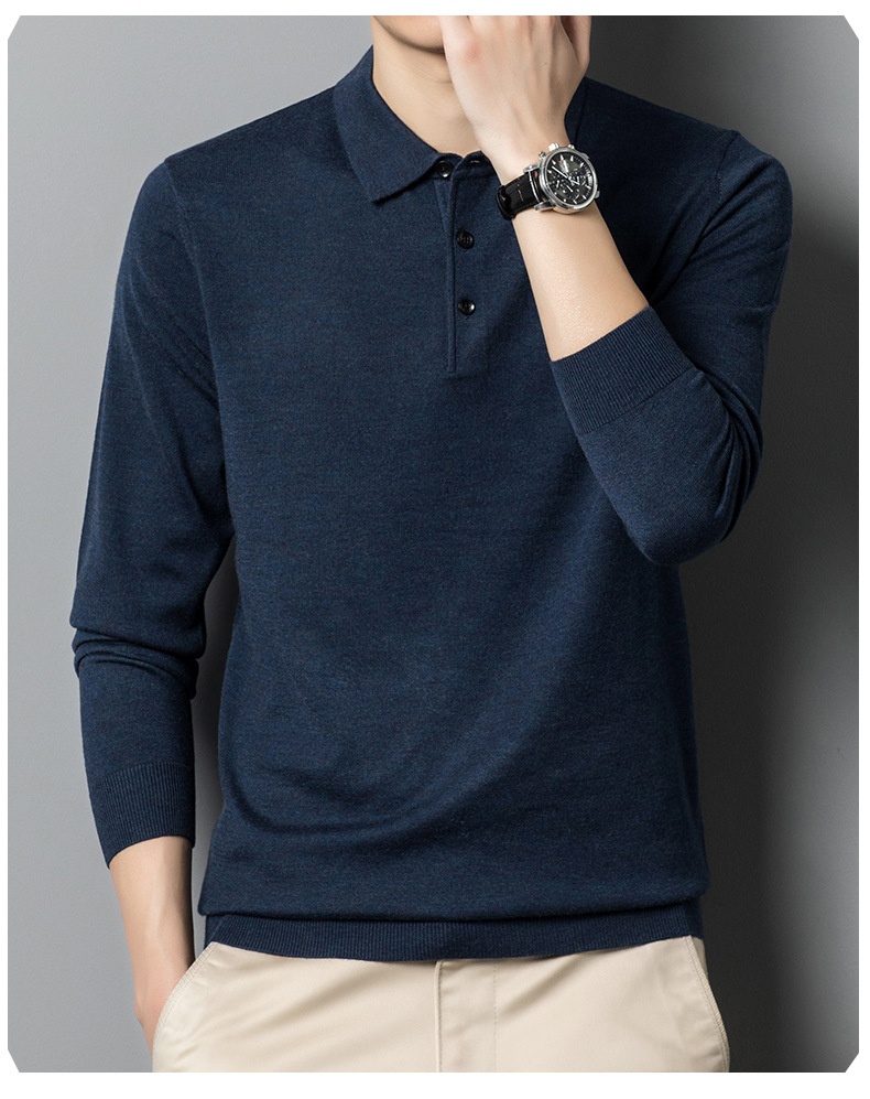 boy Boy Boy Autumn Thin Wool Men, High-End Business Turn-Down Collar Dad Sweater, Loose Base Knit Sweater For Men_voghion.com
