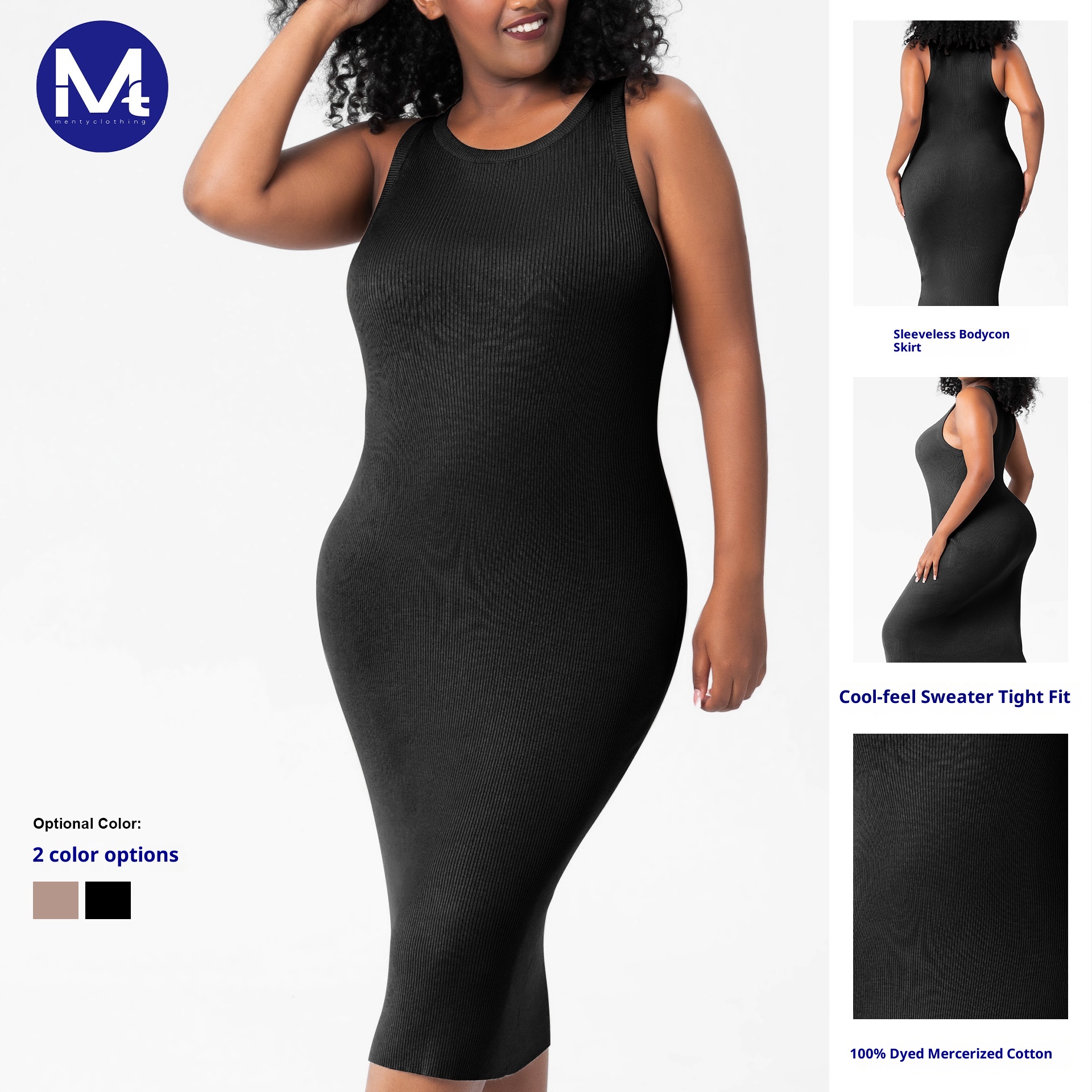 ChicShe European And American Foreign Trade Plus Size Women's Summer Clothing Fat MM Round Neck Vest Woolen Skirt Bottoming_voghion.com