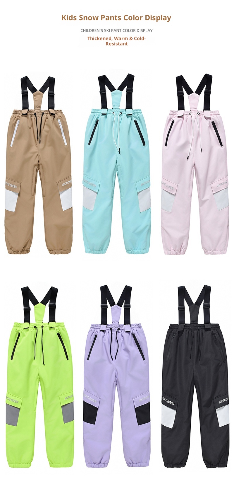 001 Yeni Çocuk Kayak Pantolonu Erkek Kız Kış Su Geçirmez Sıcak Açık Hava Snowboard Tulumları Soğuğa Dayanıklı_voghion.com