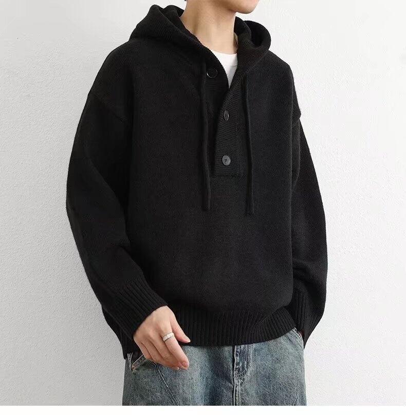 boy Boy Boy 2025 Spring Autumn Winter New Cardigan American Retro Casual Lazy Style V-neck Knitted Sweater Men's Solid Color Jacket_voghion.com