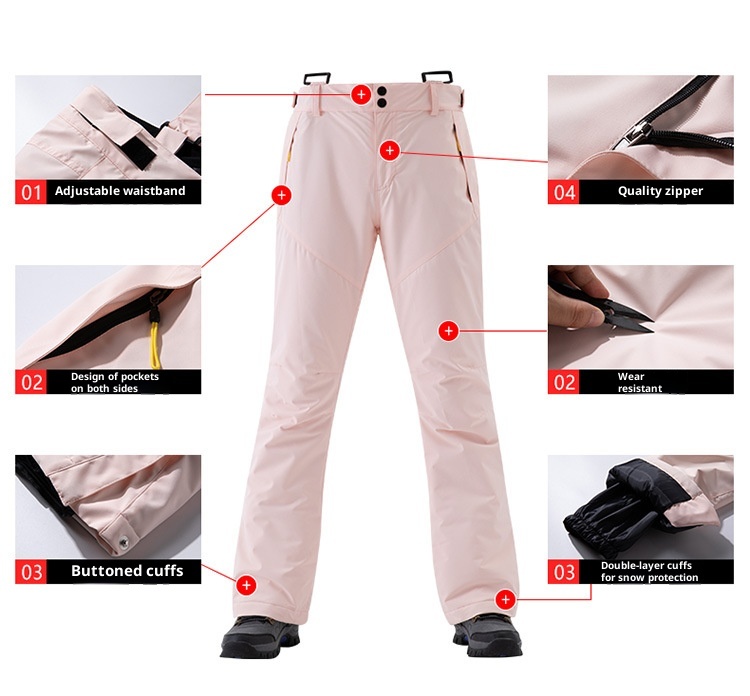 001 Takım Tek Çift Tahta Erkek ve Kadın Salopet Rüzgar Geçirmez Su Geçirmez Sıcak Kar Slim Fit Kore Kayak Pantolonu_voghion.com