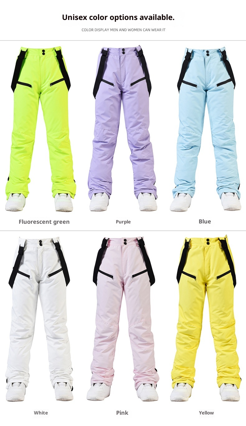 001 New For Men Women With Straps, Winter Windproof, Waterproof, Warm, Thickened Snowboard And Snow Ski Pants_voghion.com