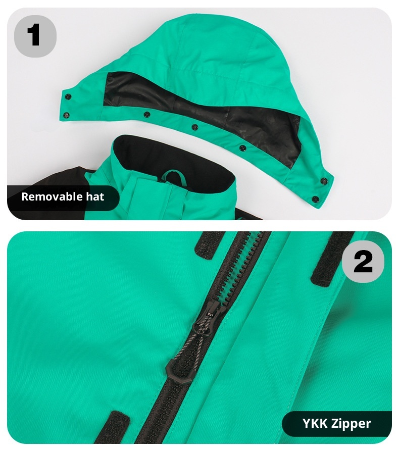 001 New Children's Ski One-Piece Girls' Set Color Block Waterproof Windproof Warm Single And Double Board Suit Snow Pants_voghion.com