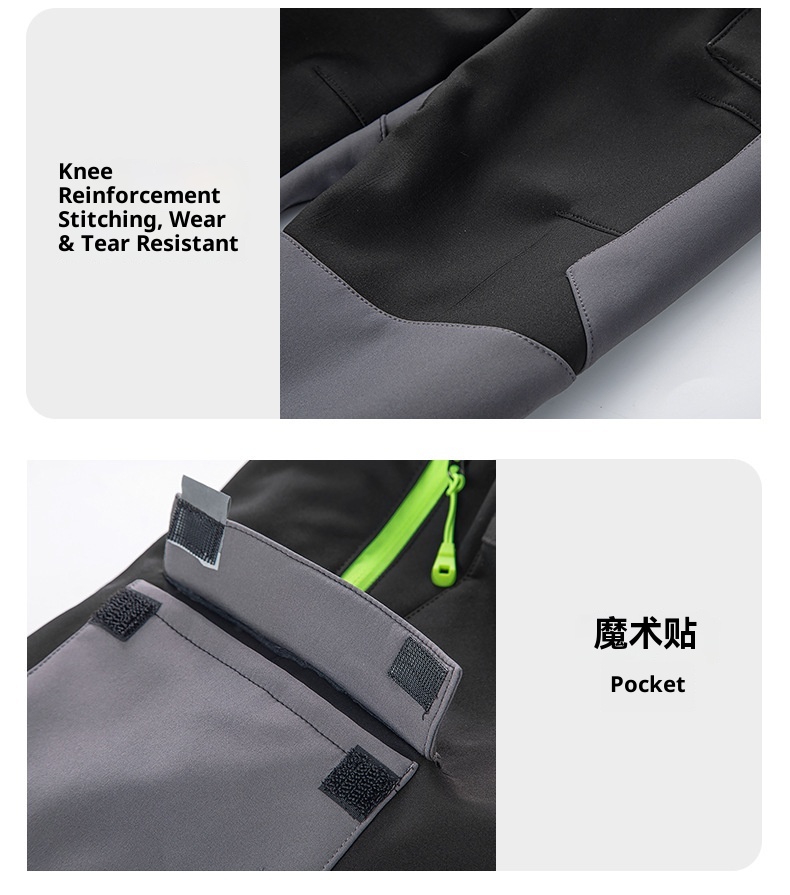 001 Children's Autumn Winter Softshell Boys Girls Students School Color Block Reflective Windproof Waterproof Warm Ski Pants_voghion.com