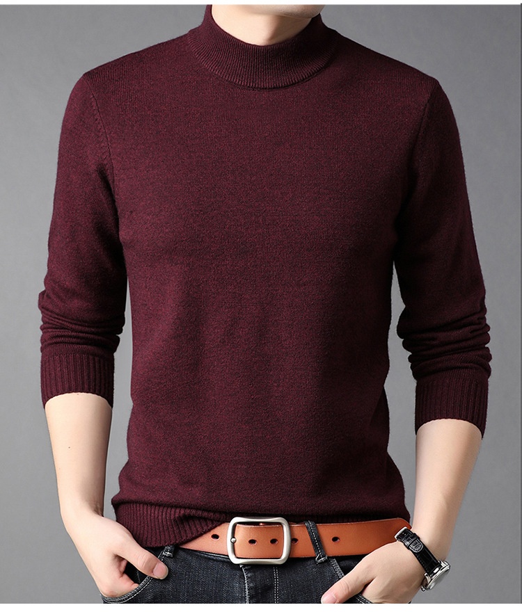 Boy Boy Boy Herren-Winterpullover aus reinem Kaschmir, dick gefüttert, halbrollkragen, Wollpullover für Herren mittleren Alters_voghion.com