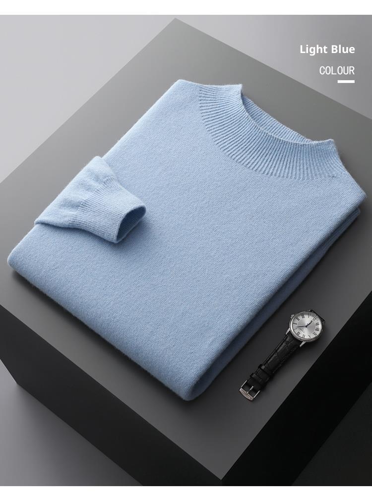 boy Boy Boy First-Lie Ready-to-Wear Half Turtleeck Me's Solid Color Kitted Pullover Base Shirt Busiess Youthful Wool Sweater_voghion.com