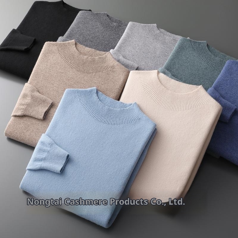 boy Boy Boy First-Lie Ready-to-Wear Half Turtleeck Me's Solid Color Kitted Pullover Base Shirt Busiess Youthful Wool Sweater_voghion.com