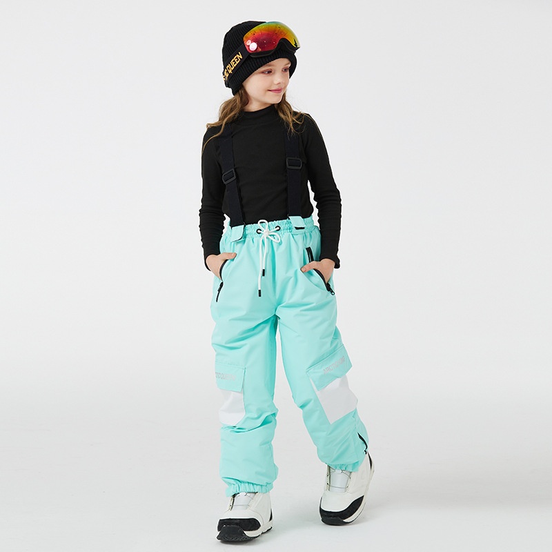 001 Yeni Çocuk Kayak Pantolonu Erkek Kız Kış Su Geçirmez Sıcak Açık Hava Snowboard Tulumları Soğuğa Dayanıklı_voghion.com