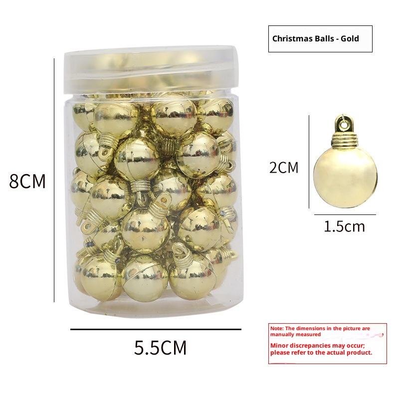 Lillian galvanisierte dekorative 1,5 cm Mini-Hängekugeln, Weihnachtsbaumschmuck, 48 Stück_voghion.com