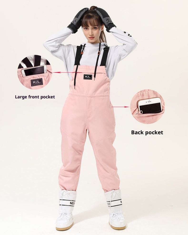 001 New Men's Women's Single And Double Board Ski Wear-Resistant Strap Winter Outdoor Waterproof Wind-Legged One-Piece Snow_voghion.com