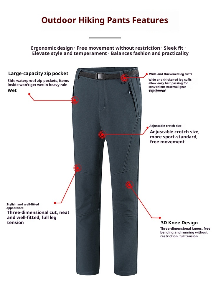 001 Cross-Border Outdoor Soft Shell Winter Skiing Hiking Loose Windproof Waterproof Softshell Pants Thickened Warm_voghion.com