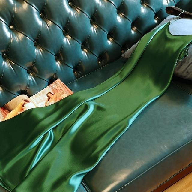 ChicShe 032 Trendy Women's Fashion New Plus Size Elegant Long French A-line Satin Strap Dress Summer_voghion.com