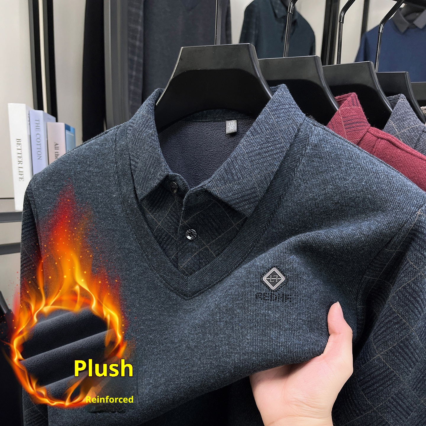 Maglione da uomo Boy Boy con fodera in lana di pecora e pile, design a due pezzi ispessito, nuovo modello 2025, base calda invernale_voghion.com