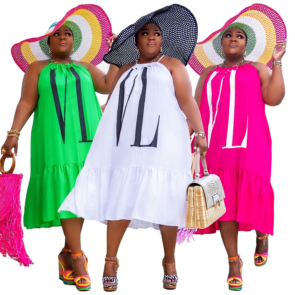 ChicShe European And American Plus Size Women's Fashion Casual Solid Color Positioning Print Nightclub Style Loose Strap Ruffle_voghion.com