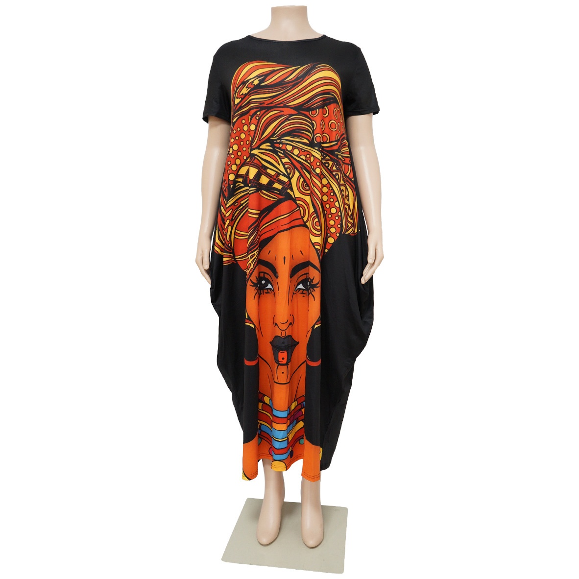 ChicShe N7514 Cross-Border European And American 's Fashion Positioning Printed Pocket Plus Size Loose Oversized Dress For_voghion.com