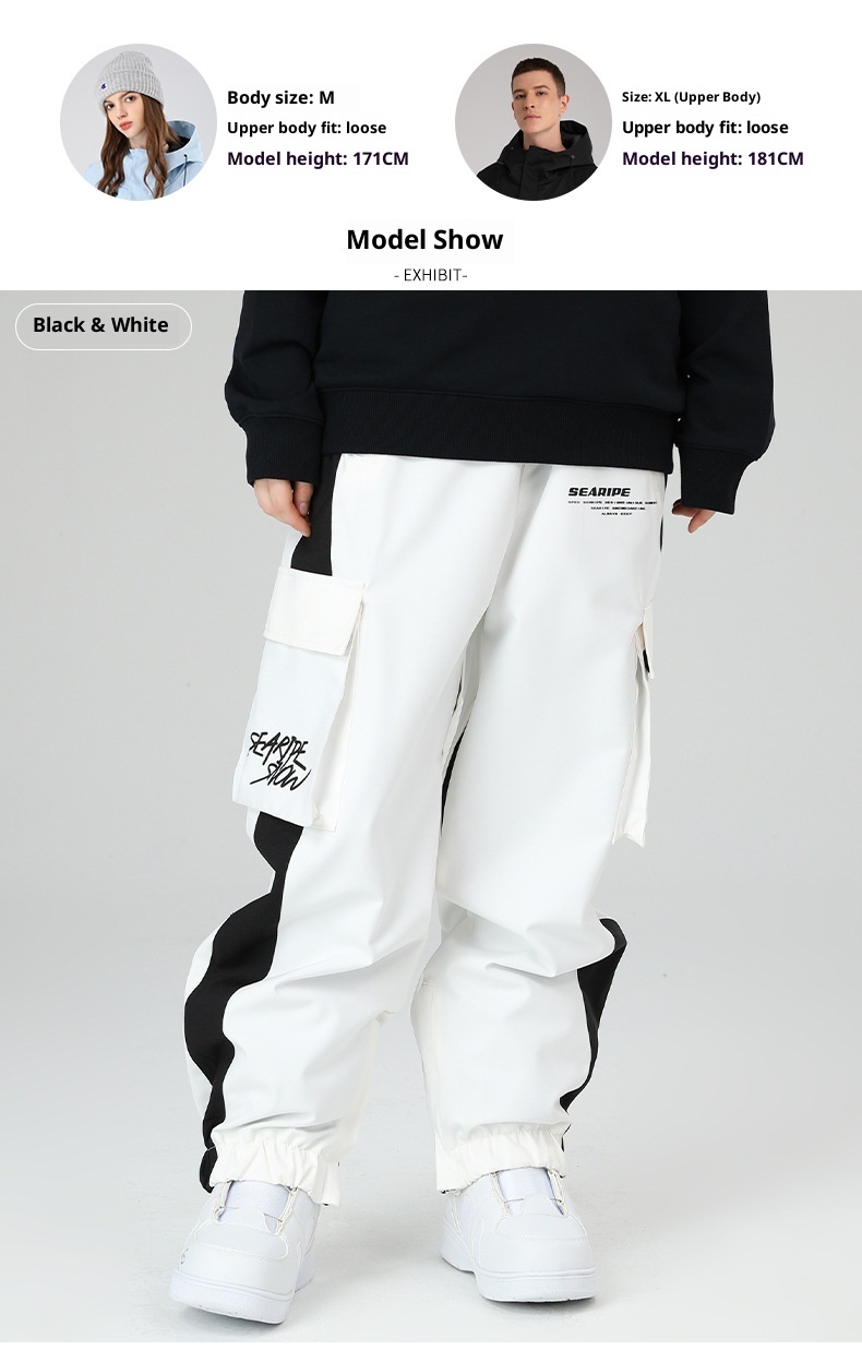 001 Snowboardanzug mit Bündchen für Damen und Herren, Skiausrüstung, winddicht, wasserdicht, lasergeschnitten, Arbeitskleidung, Schneehose_voghion.com