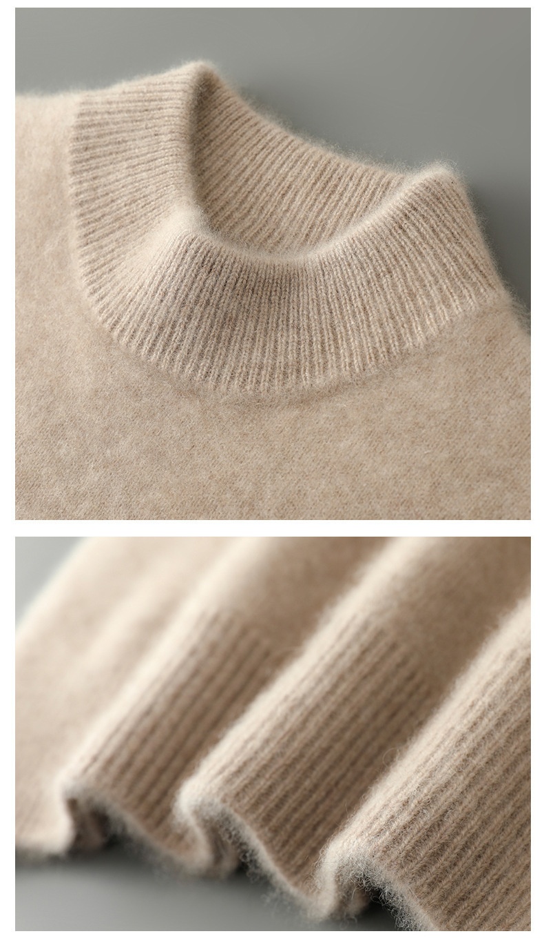 boy Boy Boy Men's Half Turtleneck 100% Wool Thickened Autumn Winter New Business Casual Loose Long Sleeve Knitted Sweater_voghion.com