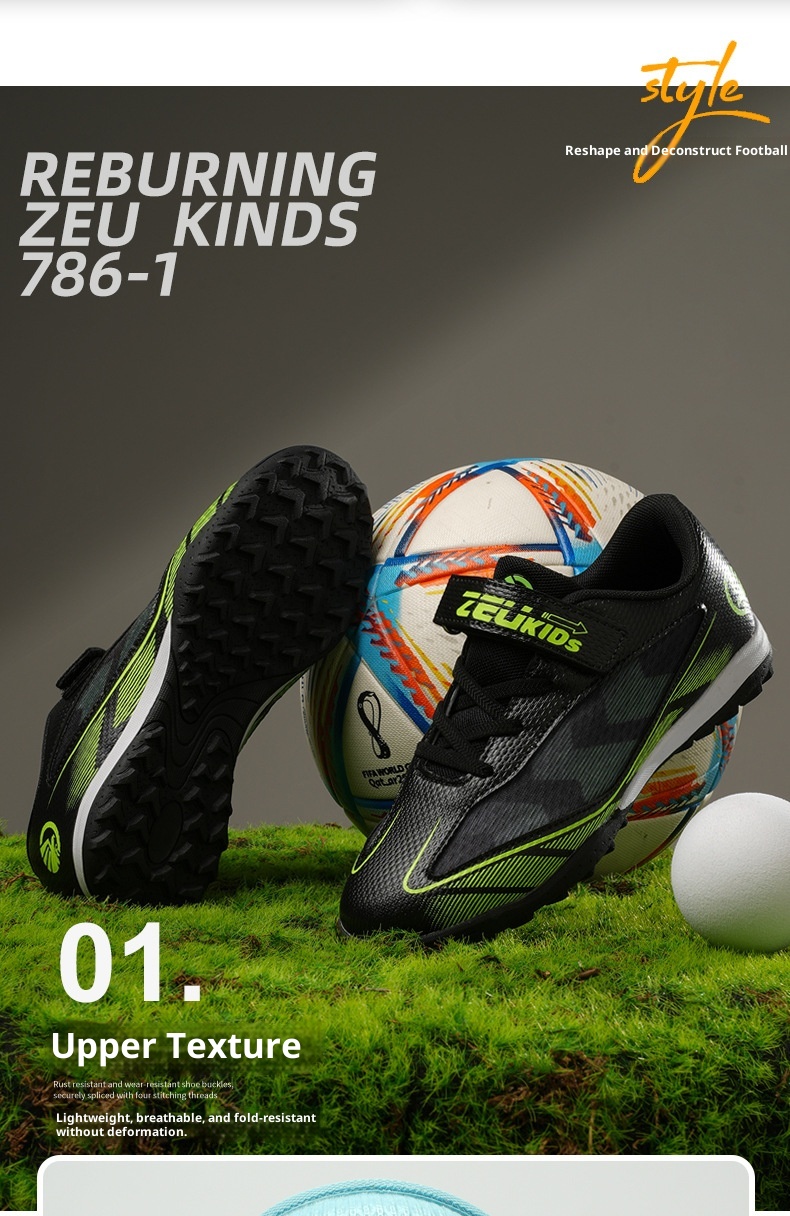 ShoeGlobe Summer Mesh Breathable Sweat-Absorbing Children's Low-Cut Studded Wear-Resistant Boys And Girls Non-Slip Soccer Shoes_voghion.com