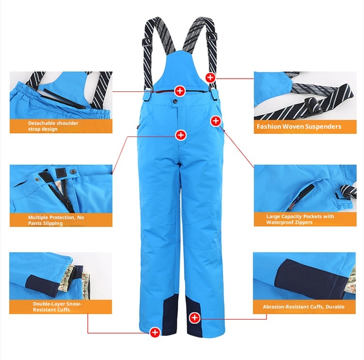 001 Doppelte/Einzel-Boardhose für Jungen und Mädchen, Baumwolle, wasserdicht, mittlere und große Größen, Kinder-Skiausrüstung_voghion.com