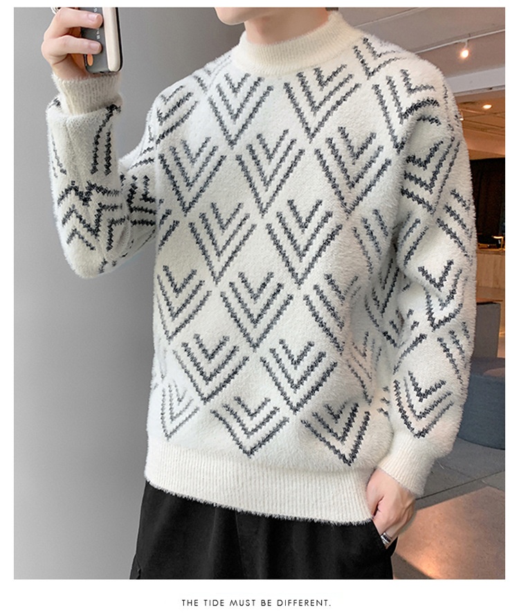 Jungen-Pullover aus Nerzfell für Teenager, dicker Winterpullover mit halbem Rollkragen, warmes Basishemd für Mittel- und Oberstufe_voghion.com