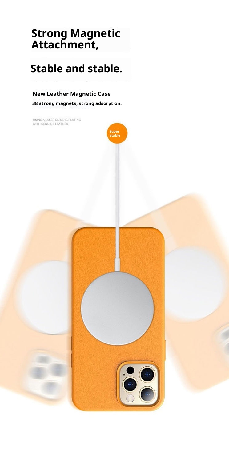 TechGlobe Compatible With Official Original IPhone 14 Max Leather 15P Magnetic Phone Case 13 Pro Protective Cover 12_voghion.com