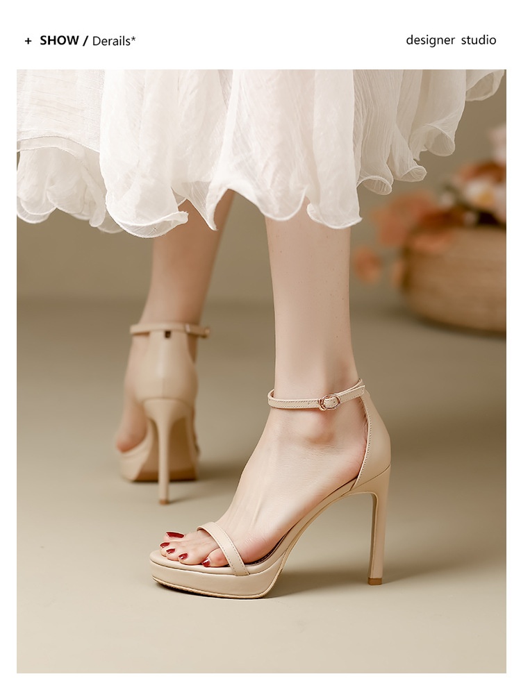 Zees 2025 nuovi sandali estivi alla moda con tacco alto, cinturino singolo, stiletto sexy, versatili, impermeabili, con suola spessa, per le donne_voghion.com