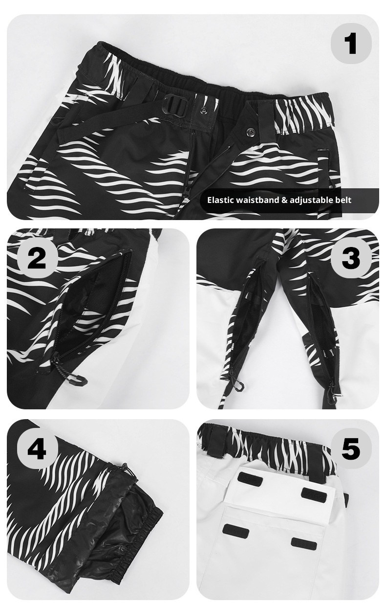 001 New Winter Pants For Women, Snowboard And Skiing, Thickened Windproof Warm Color Block Loose Snow Pants, Men's Ski_voghion.com