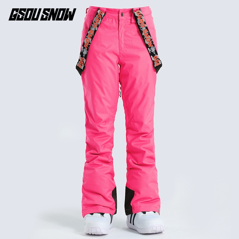 001 Gsousnow Damen Winddicht Wasserdicht Verdickt Warm Skianzug Snowboard Schneehose mit Riemen_voghion.com