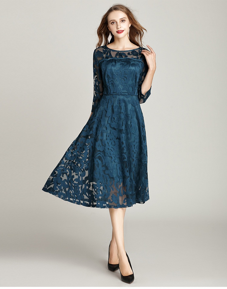 ChicShe Flared Lace European And American Fashion Plus Size Simple Loose Mid-Length Casual Dress Factory Direct Sale_voghion.com