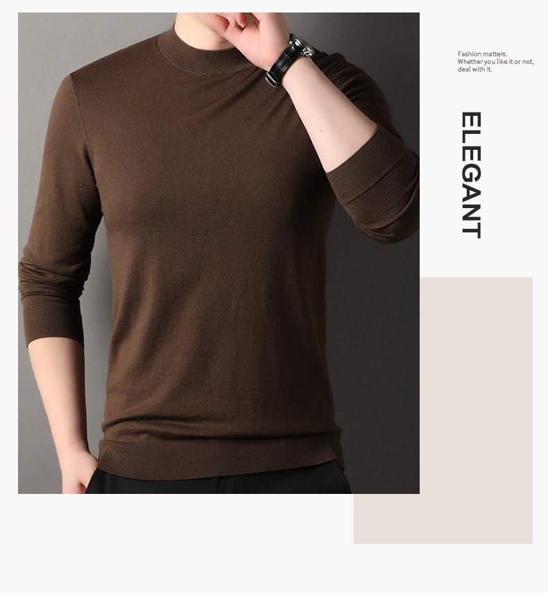 ragazzo ragazzo ragazzo fine filato 100% puro mezzo dolcevita autunno inverno lana puyuan lavabile in lavatrice maglione base camicia sottile parte superiore_voghion.com