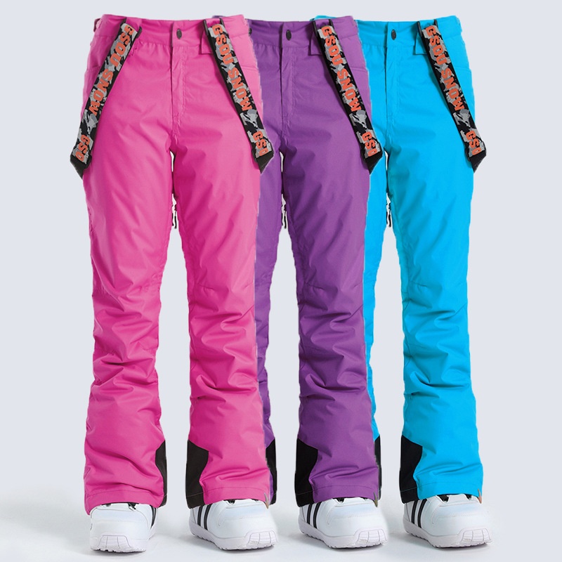 001 Gsousnow Damen Winddicht Wasserdicht Verdickt Warm Skianzug Snowboard Schneehose mit Riemen_voghion.com