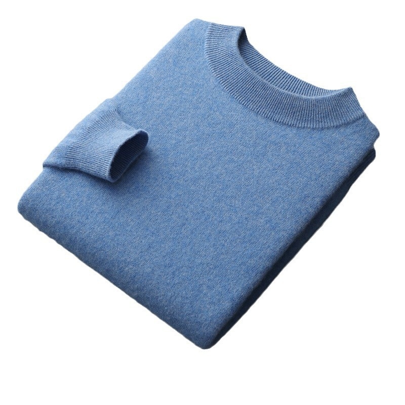 Suéter de cuello alto de cachemir para niño, de lana pura, ideal para otoño e invierno. Suéter de punto para hombre, color liso, base gruesa._voghion.com