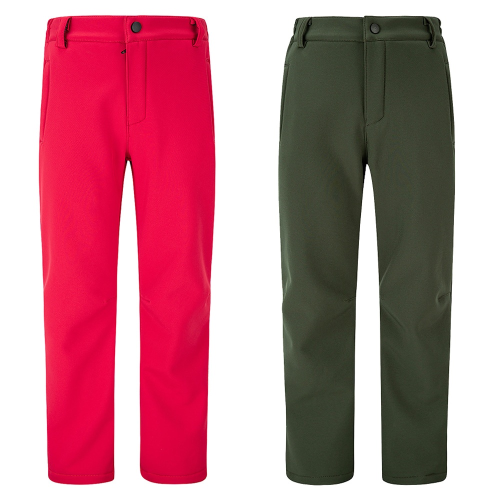 001 2023 Kinder-Fleece-gefütterte, wind- und wasserdichte, einfarbige Softshell-Wanderhose für Jungen und Mädchen, geeignet für Bergsteigen._voghion.com