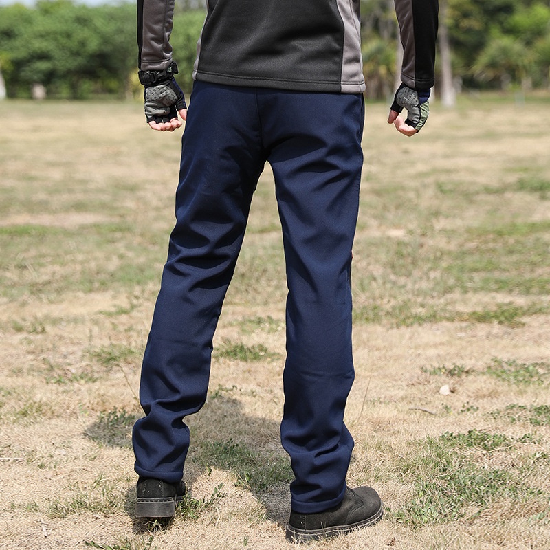 001 Outdoor Casual Long Windproof Watproof Thickened Cold-proof Warm Mountaineing Fleece Softshell Pants Men Autumn_voghion.com