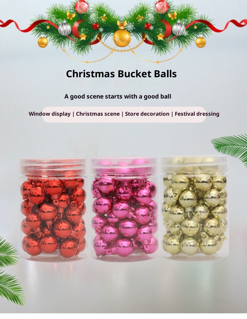 Lillian galvanisierte dekorative 1,5 cm Mini-Hängekugeln, Weihnachtsbaumschmuck, 48 Stück_voghion.com