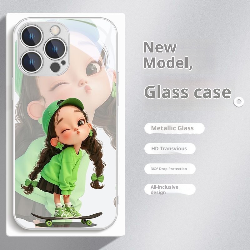 TechGlobe Skateboard 16/15 Pro Phone Case 14 Glass 15 New Trendy 12/11/XS Cute Girl_voghion.com