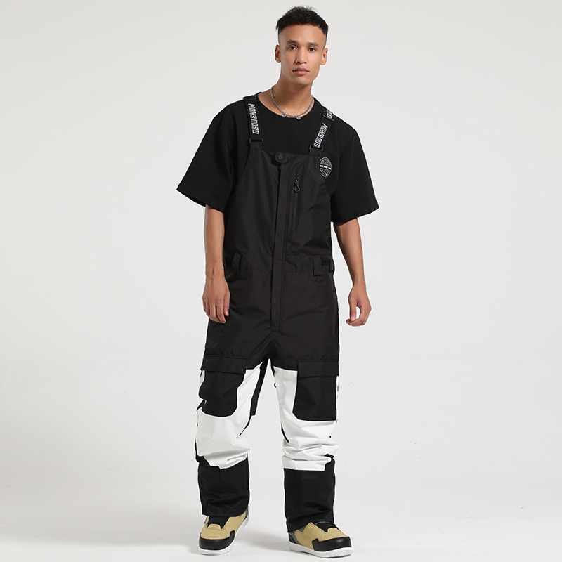 001 Nowe męskie spodnie snowboardowe, wiatroodporne, wodoodporne, ciepłe, z blokami kolorów, do pracy, do użytku na zewnątrz, jednoczęściowe, narciarskie, damskie_voghion.com