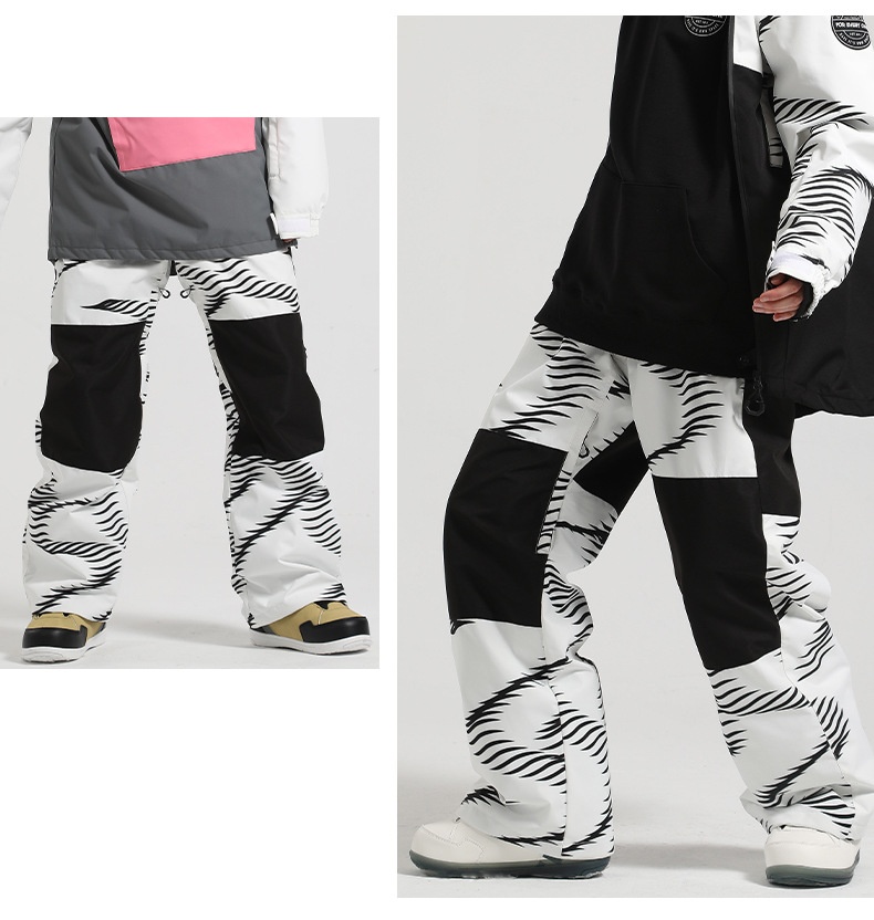 001 New Winter Pants For Women, Snowboard And Skiing, Thickened Windproof Warm Color Block Loose Snow Pants, Men's Ski_voghion.com