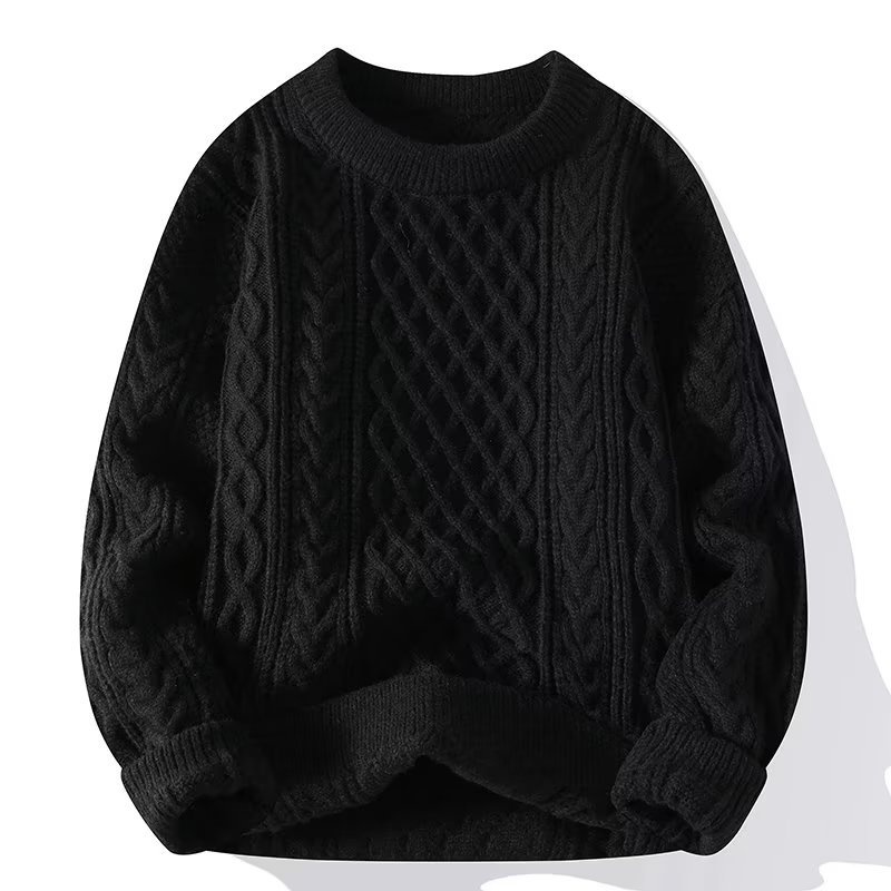 Herrenpullover „Boy Boy Boy“ – weich und kuschelig, trendige Marke für Herbst und Winter, Strickpullover mit Drehverschluss, Rundhalsausschnitt, warmer Innenschicht, lockere Passform_voghion.com