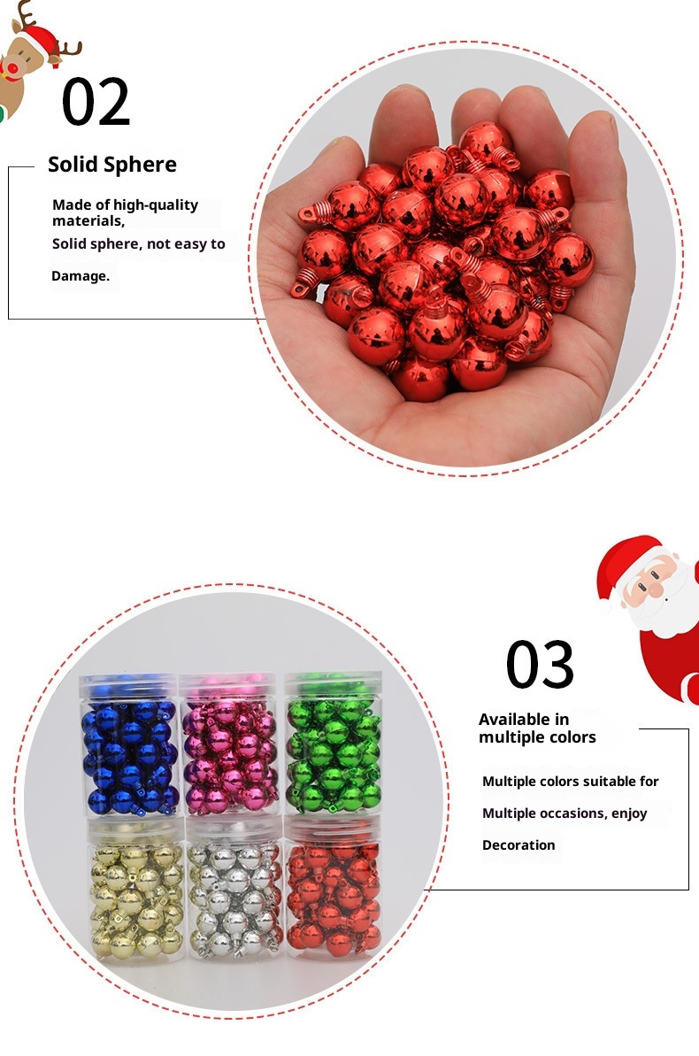 Lillian galvanisierte dekorative 1,5 cm Mini-Hängekugeln, Weihnachtsbaumschmuck, 48 Stück_voghion.com